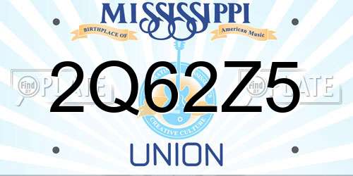 2Q62Z5 Mississippi License Plate