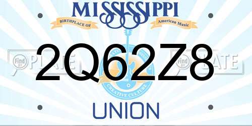 2Q62Z8 Mississippi License Plate