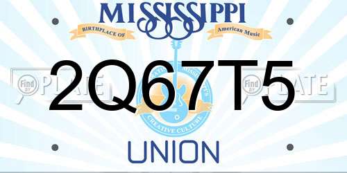 2Q67T5 Mississippi License Plate