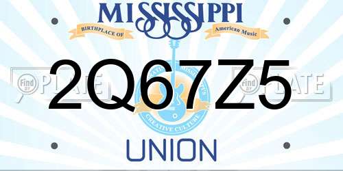 2Q67Z5 Mississippi License Plate