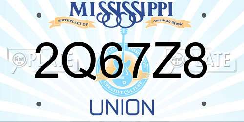 2Q67Z8 Mississippi License Plate
