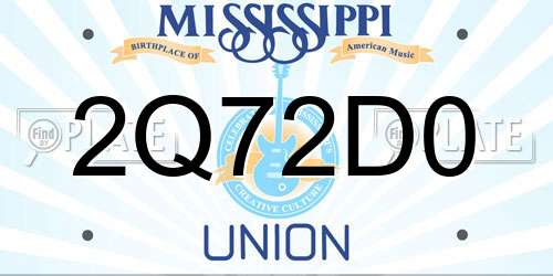 2Q72D0 Mississippi License Plate
