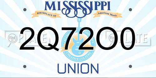 2Q72O0 Mississippi License Plate