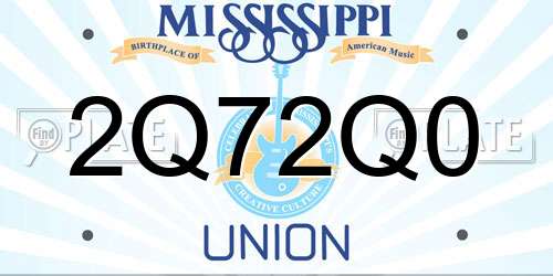 2Q72Q0 Mississippi License Plate