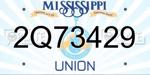 2Q73429 Mississippi License Plate