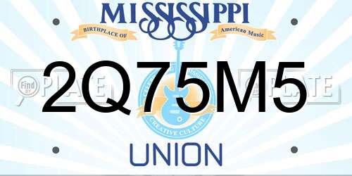 2Q75M5 Mississippi License Plate