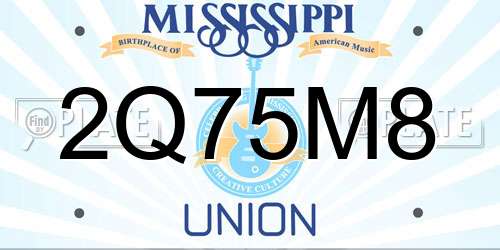 2Q75M8 Mississippi License Plate