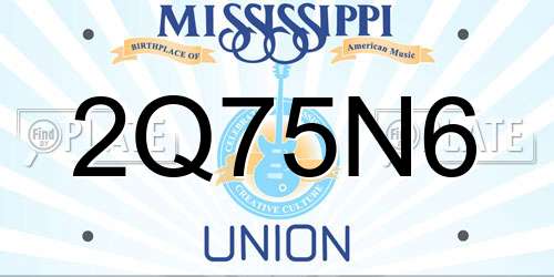 2Q75N6 Mississippi License Plate