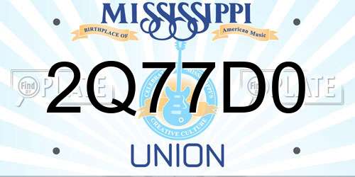 2Q77D0 Mississippi License Plate