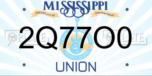 2Q77O0 Mississippi License Plate