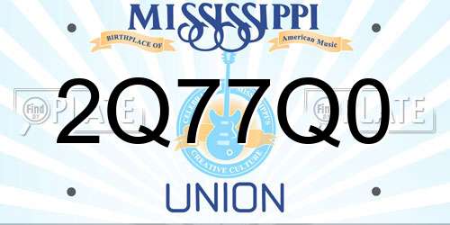 2Q77Q0 Mississippi License Plate