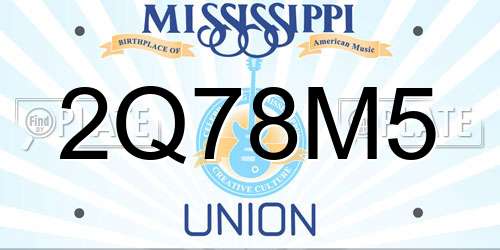 2Q78M5 Mississippi License Plate