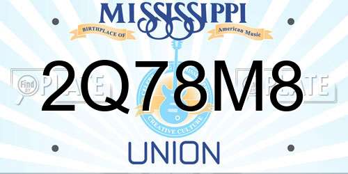2Q78M8 Mississippi License Plate