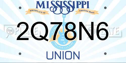 2Q78N6 Mississippi License Plate