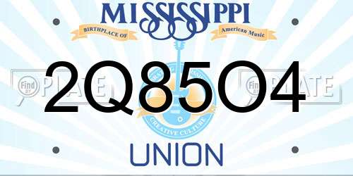 2Q85O4 Mississippi License Plate