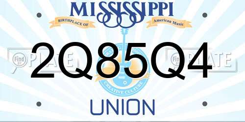 2Q85Q4 Mississippi License Plate