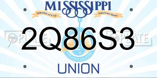 2Q86S3 Mississippi License Plate