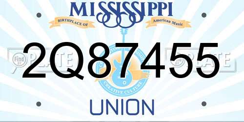 2Q87455 Mississippi License Plate