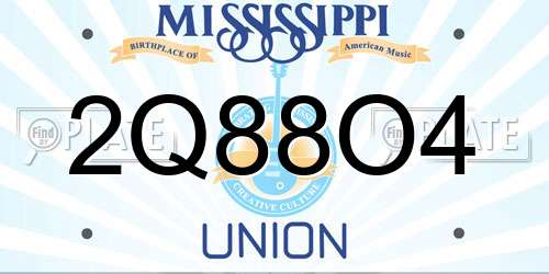 2Q88O4 Mississippi License Plate