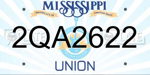 2QA2622 Mississippi License Plate