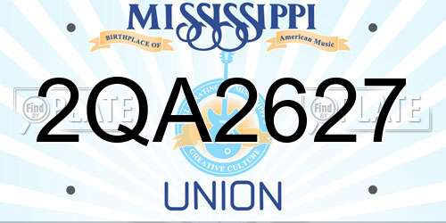 2QA2627 Mississippi License Plate