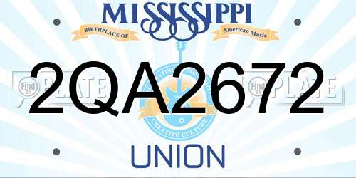 2QA2672 Mississippi License Plate