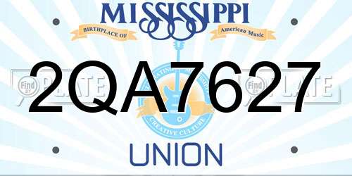 2QA7627 Mississippi License Plate