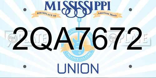 2QA7672 Mississippi License Plate