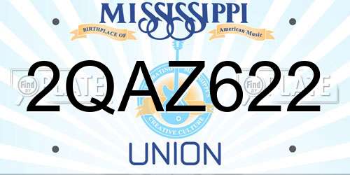 2QAZ622 Mississippi License Plate