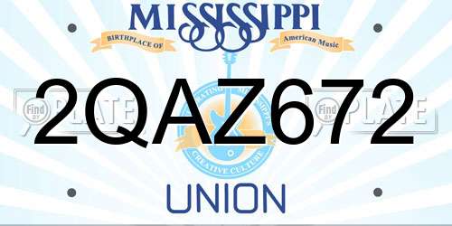 2QAZ672 Mississippi License Plate