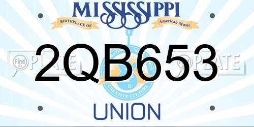 2QB653 Mississippi License Plate