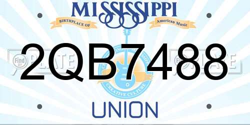 2QB7488 Mississippi License Plate