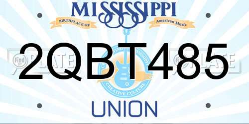 2QBT485 Mississippi License Plate