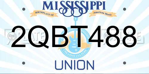 2QBT488 Mississippi License Plate