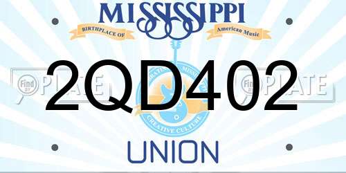 2QD402 Mississippi License Plate