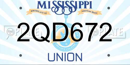 2QD672 Mississippi License Plate