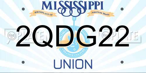 2QDG22 Mississippi License Plate