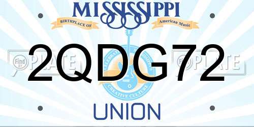 2QDG72 Mississippi License Plate