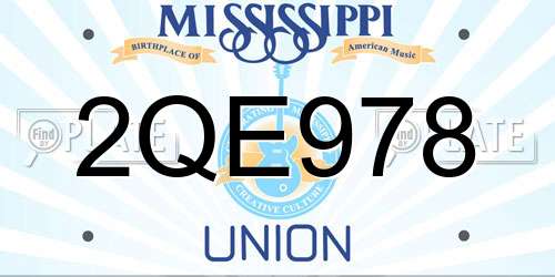 2QE978 Mississippi License Plate