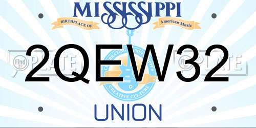 2QEW32 Mississippi License Plate
