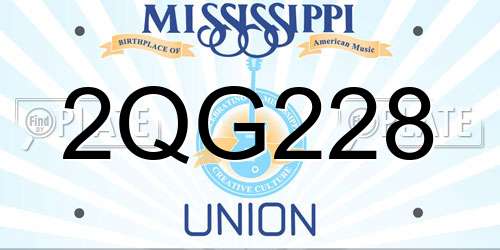 2QG228 Mississippi License Plate