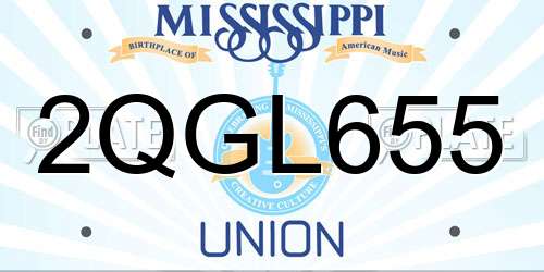 2QGL655 Mississippi License Plate