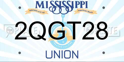 2QGT28 Mississippi License Plate
