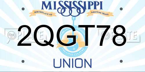 2QGT78 Mississippi License Plate