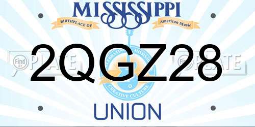 2QGZ28 Mississippi License Plate