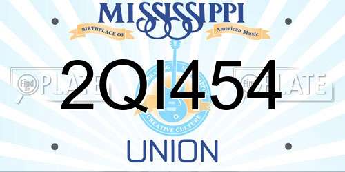 2QI454 Mississippi License Plate