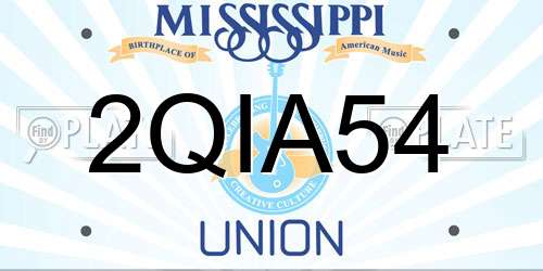 2QIA54 Mississippi License Plate