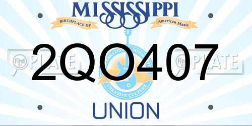 2QO407 Mississippi License Plate