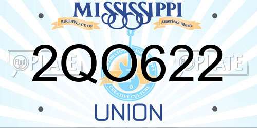 2QO622 Mississippi License Plate