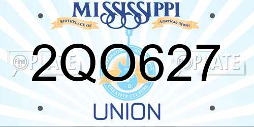 2QO627 Mississippi License Plate